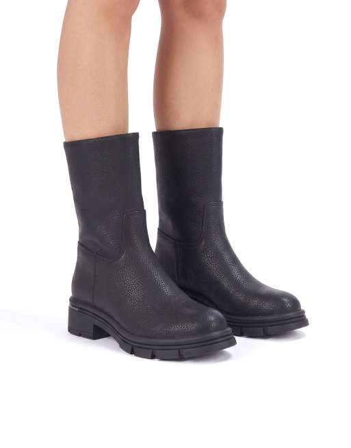 SEQWL Block heel casual ankle boots with zip closure in black, 4 of 5