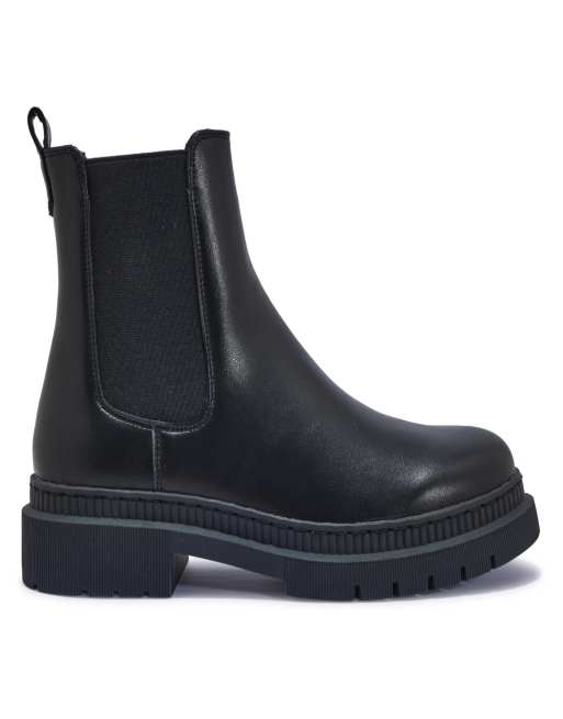 SEQWL Block heel casual chelsea ankle boots in black, 3 of 5