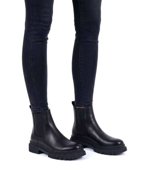 SEQWL Block heel casual chelsea ankle boots in black, 4 of 5