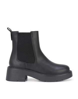  Block heel casual chelsea ankle boots 