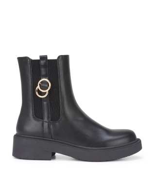  Block heel chelsea ankle boots with buckle 