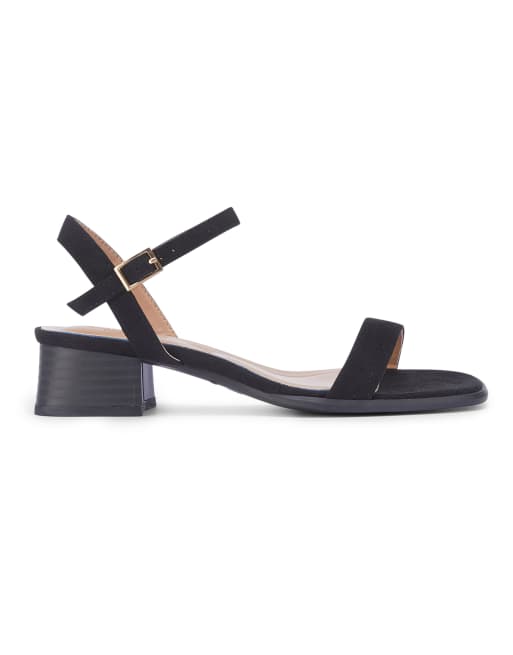 SEQWL Block heel sandals strappy open toe ankle strap dress shoes in black, 3 of 5