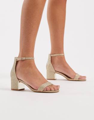  Block heel sandals with buckle closure in champagne