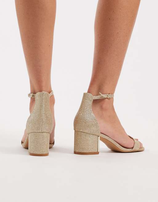 SEQWL Block heel sandals with buckle closure in champagne, 3 of 4