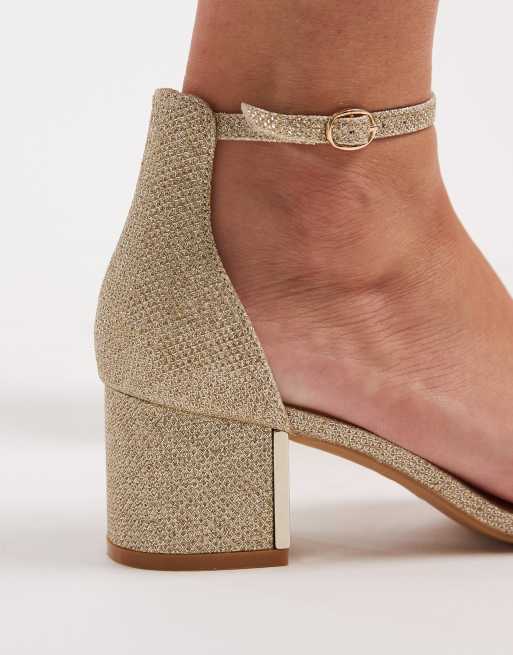 SEQWL Block heel sandals with buckle closure in champagne, 4 of 4