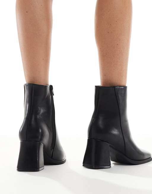 SEQWL block heeled mid ankle boots in black