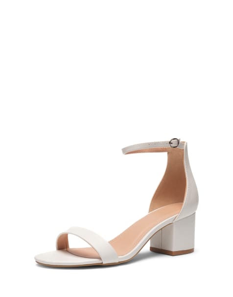 SEQWL Block heeled sandals with ankle strap in white - view 1