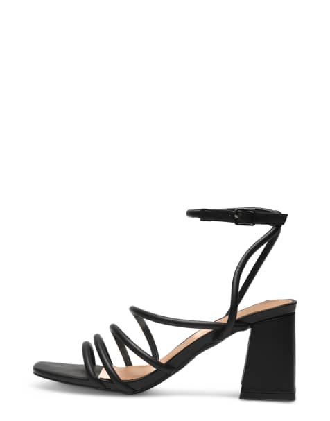 SEQWL Block heeled sandals with buckle strap in black - view 1