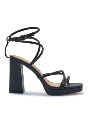  Block heeled strappy sandals with buckle strap 