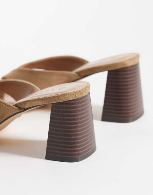 SEQWL Bora heeled thong sandal in suedette taupe, 2 of 4