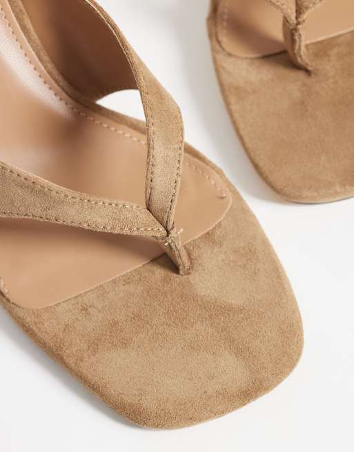 SEQWL Bora heeled thong sandal in suedette taupe, 4 of 4