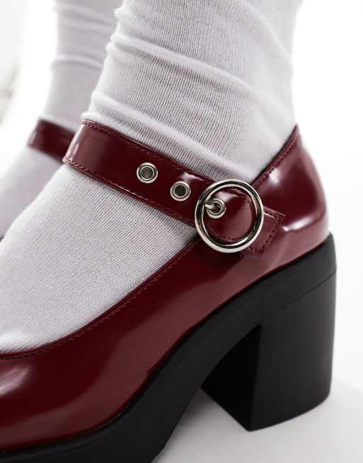 SEQWL – Bordowe buty Mary Jane na grubej podeszwie i obcasie, 2 z 4