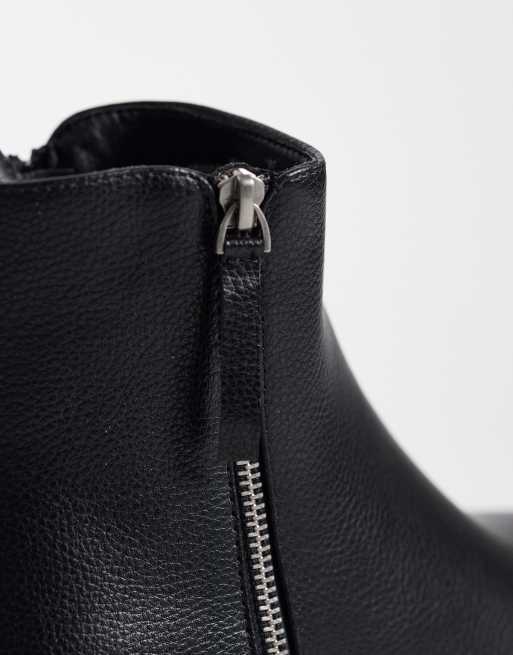 SEQWL - Botas chunky con detalle de cremallera en negro y corte ancho, 3 de 4