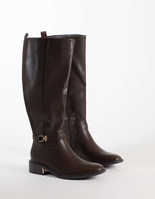 SEQWL - Botas ecuestres con hebilla en marrón chocolate, 2 de 4