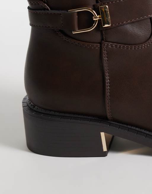 SEQWL - Botas ecuestres con hebilla en marrón chocolate, 3 de 4