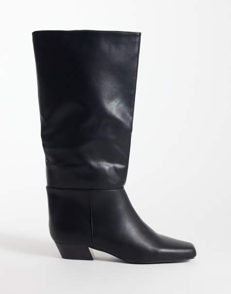 SEQWL - botas western refinadas hasta la rodilla en negro - view 1