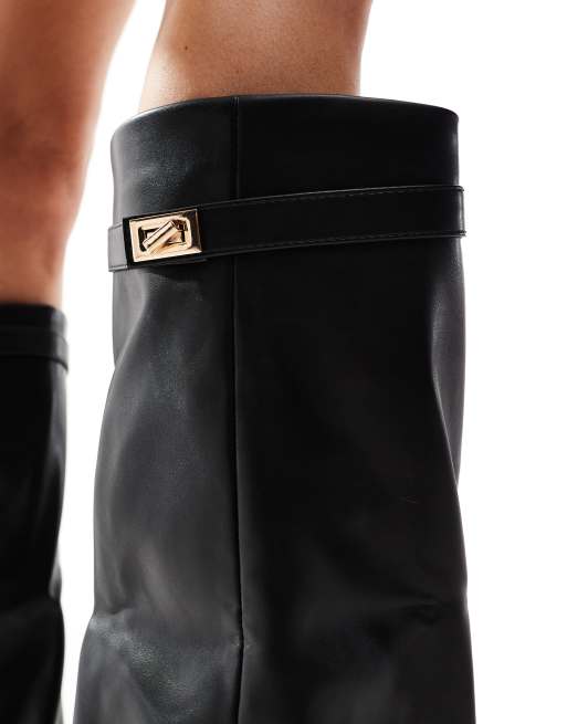 SEQWL - Bottes à boucle et revers en PU - Noir, 2 de 4