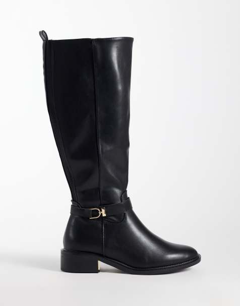 SEQWL bottes d’équitation larges à boucle couleur latte en noir - view 1