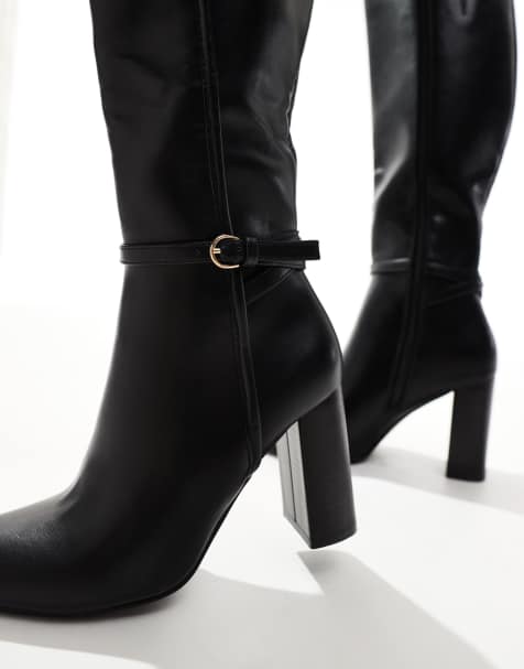 SEQWL - Bottes montantes à talon et boucle - Noir - view 1