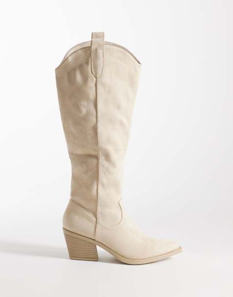 SEQWL - Bottes montantes style western - Crème - view 1