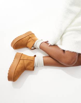 SEQWL - Bottines à semelle plateforme - Camel-Brown