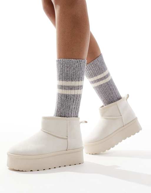 SEQWL - Bottines à semelle plateforme - Crème