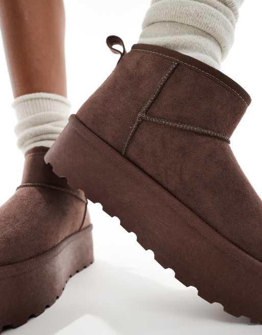 SEQWL - Bottines basses à semelle plateforme - Chocolat, 2 de 4