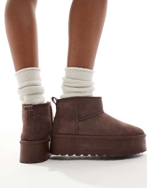 SEQWL - Bottines basses à semelle plateforme - Chocolat, 3 de 4