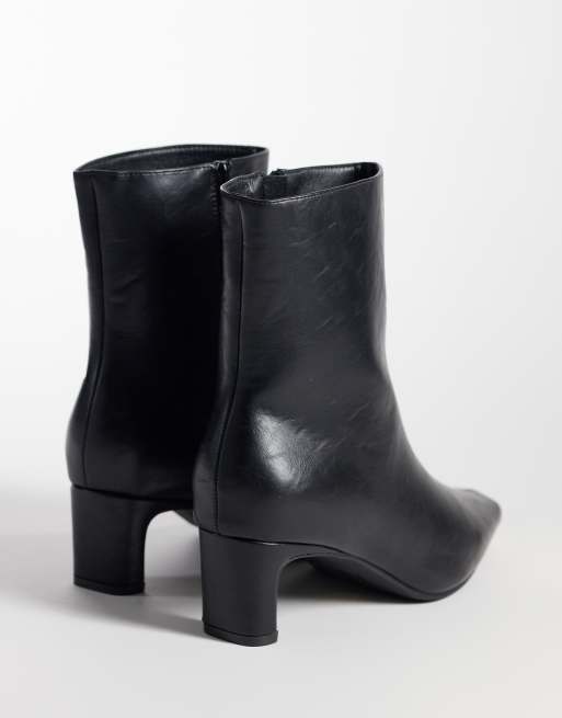 SEQWL bottines larges Woody à petit talon, bout effilé, noires, 4 de 4