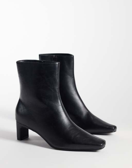 SEQWL bottines Woody à coupe large, à petit talon et bout biseauté, noires, 2 de 4