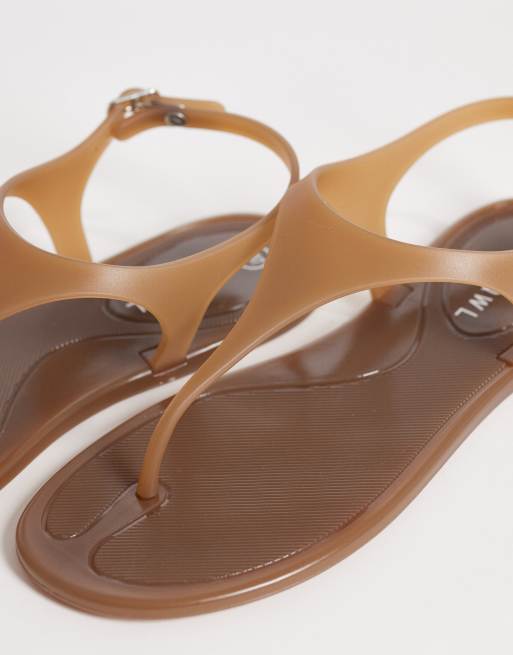 SEQWL - Brune jelly-sandaler med tårem og spændedetalje, 2 af 4