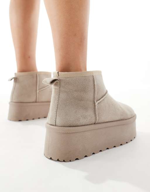 SEQWL – Brungrå, korta boots med flatform-sula , 4 av 4