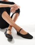 [SEQWL] SEQWL buckle strap ballet flats in black mesh 38 Black mesh