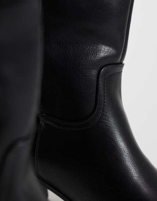 SEQWL Byron pull on knee boots in black, 2 of 4
