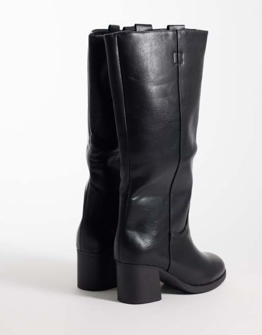SEQWL Byron pull on knee boots in black, 3 of 4