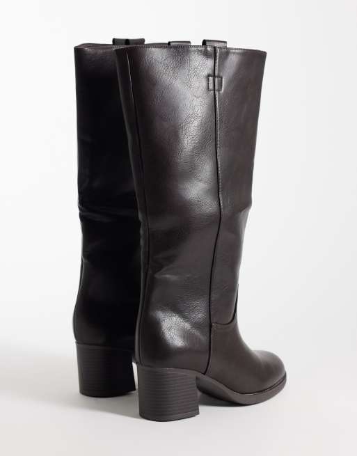 SEQWL Byron pull on knee boots in brown, 4 of 4