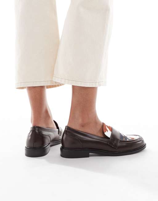 SEQWL Cadilliac loafers with contrast detail in burnished brown