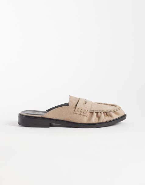SEQWL – Cadilliac – Brungrå loafers i mockaimitation med öppen häl - view 1