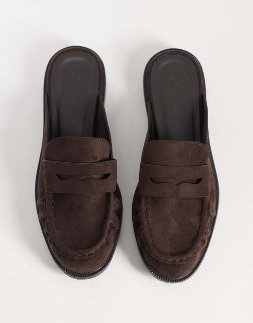 SEQWL – Cadilliac – Czekoladowobrązowe klapki loafersy z imitacji zamszu, 3 z 4