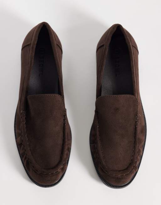 SEQWL Cadilliac faux suede penny loafers in chocolate brown , 2 of 4