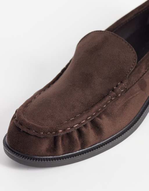 SEQWL Cadilliac faux suede penny loafers in chocolate brown , 4 of 4