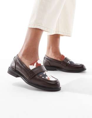  Cadilliac loafers with contrast detail in burnished brown