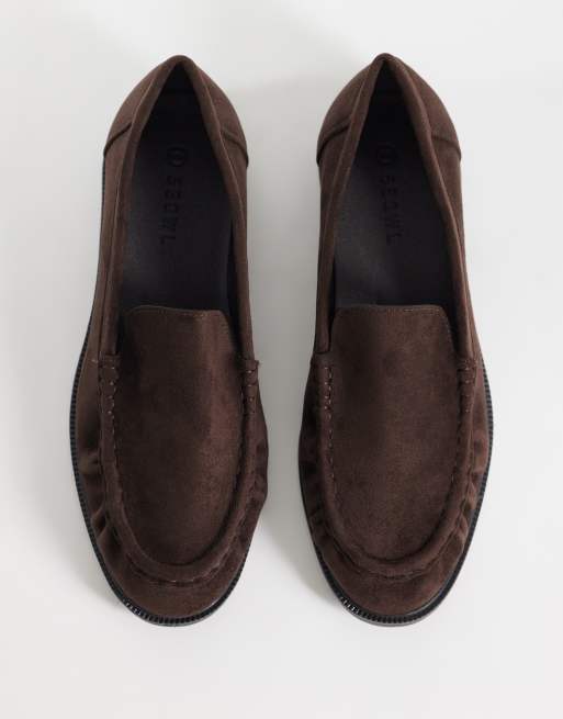 SEQWL - Cadilliac - Mocassins larges en imitation daim - Marron chocolat , 4 de 4