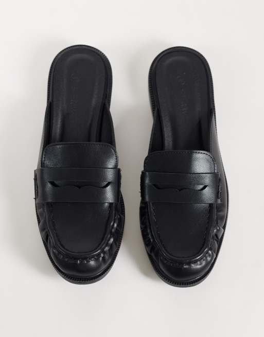 SEQWL Cadilliac penny loafer mules in black faux leather, 2 of 4