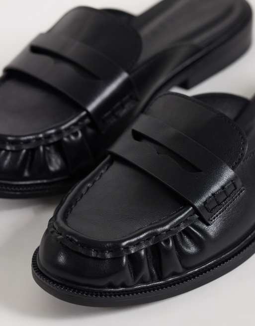 SEQWL Cadilliac penny loafer mules in black faux leather, 3 of 4