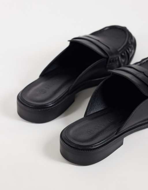 SEQWL Cadilliac penny loafer mules in black faux leather, 4 of 4