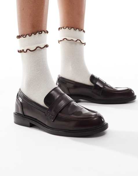 SEQWL Cadilliac penny loafers in burgundy - view 1