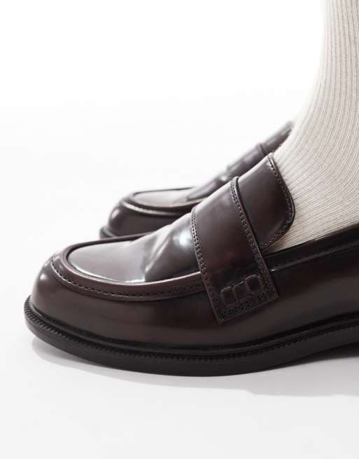 SEQWL Cadilliac penny loafers in burgundy