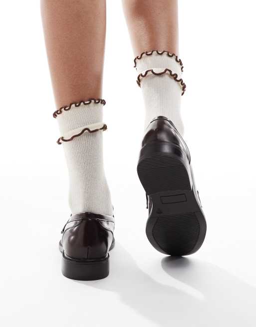 SEQWL Cadilliac penny loafers in burgundy