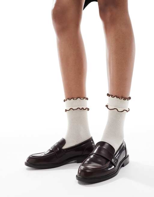 SEQWL Cadilliac penny loafers in burgundy